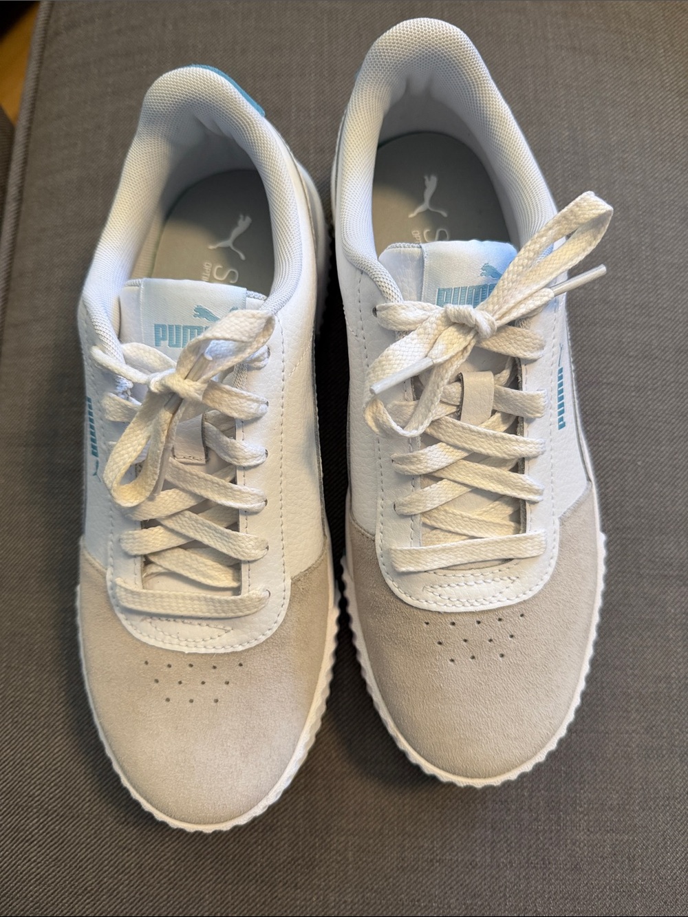 Puma Women’s White & Light Gray Suede-Accent Sneakers